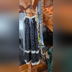 Black Floral Lace-Trim Sundress